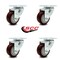 Service Caster 3 Inch Maroon Polyurethane Wheel Swivel Top Plate Caster Set SCC-20S314-PPUB-MRN-TP3-4 - alternate 2